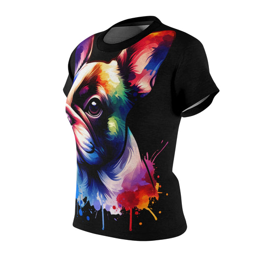 Women's All-Over Print T-Shirt – Soft, Breathable & Stylish Custom Tee, Colorful French Bulldog print design, Rainbow French Bulldog print design, Frenchie t-shirt design