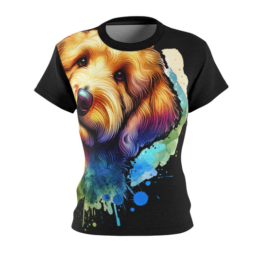 Women's All-Over Print T-Shirt – Soft, Breathable & Stylish Custom Tee, Colorful dog design print, Rainbow dog design print