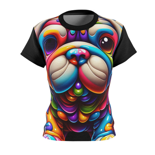 Women's All-Over Print T-Shirt – Soft, Breathable & Stylish Custom Tee, Colorful Dog design Print, Rainbow Dog Design Print, Drip Tee Design