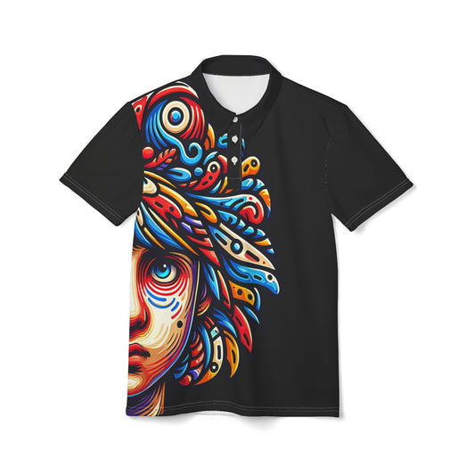 Unisex All-Over Print Polo Shirt – Classic, Stylish & Breathable (AOP), Mind blown Print Polo Shirt