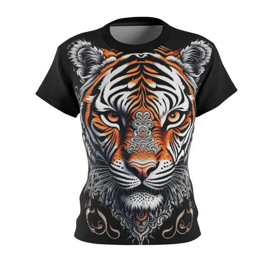 Women's All-Over Print T-Shirt – Soft, Breathable & Stylish Custom Tee, Tiger face print design