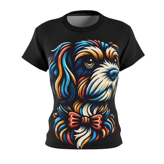 Women's All-Over Print T-Shirt – Soft, Breathable & Stylish Custom Tee, Colorful Dog Design Tee, Rainbow Dog Design Tee