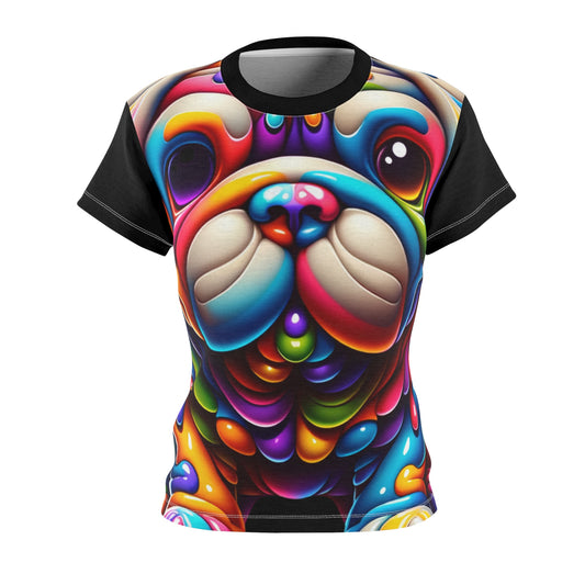 Women's All-Over Print T-Shirt – Soft, Breathable & Stylish Custom Tee, Colorful Dog design Print, Rainbow Dog Design Print, Drip Tee Design