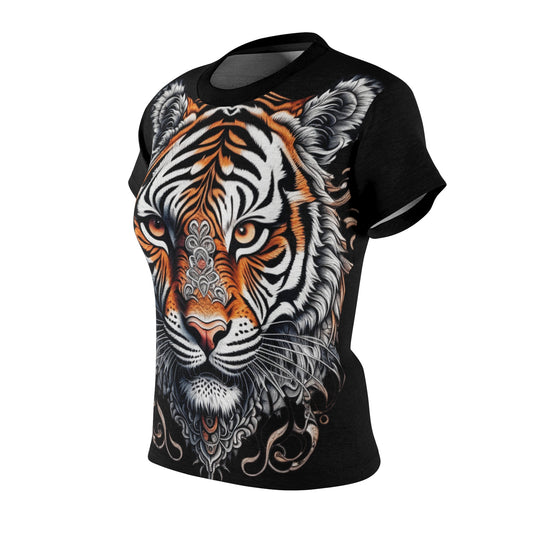 Women's All-Over Print T-Shirt – Soft, Breathable & Stylish Custom Tee, Tiger face print design