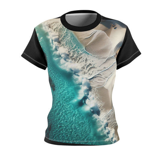 Women's All-Over Print T-Shirt – Soft, Breathable & Stylish Custom Tee, Beach Wave Design, Crashing Waves Design