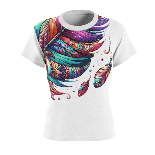 Women's All-Over Print T-Shirt – Soft, Breathable & Stylish Custom Tee, Leaf and Feathers design