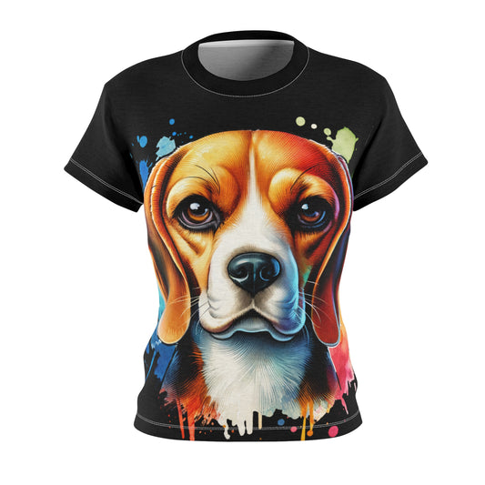 Women's All-Over Print T-Shirt – Soft, Breathable & Stylish Custom Tee, Colorful dog face print, Rainbow dog face print,