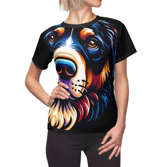 Women's All-Over Print T-Shirt – Soft, Breathable & Stylish Custom Tee, Dog face design, Dog head colorful design