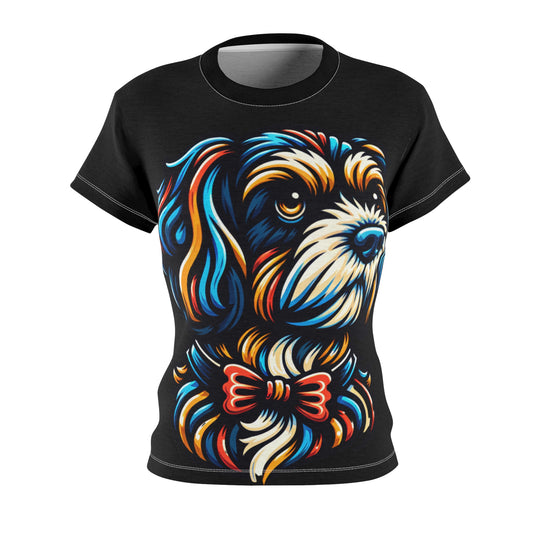 Women's All-Over Print T-Shirt – Soft, Breathable & Stylish Custom Tee, Colorful Dog Design Tee, Rainbow Dog Design Tee