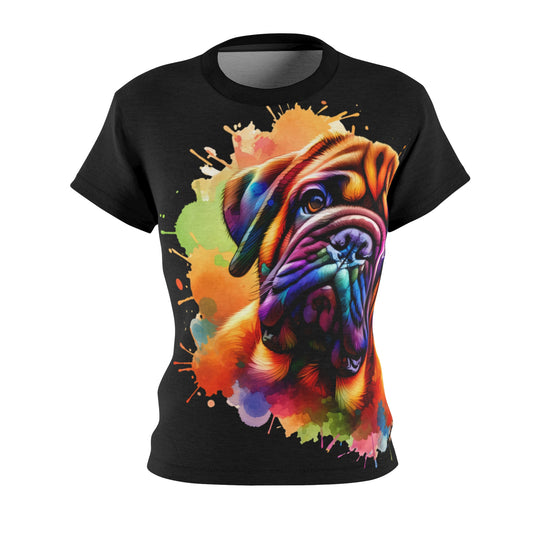 Women's All-Over Print T-Shirt – Soft, Breathable & Stylish Custom Tee, Colorful dog design, Rainbow dog design