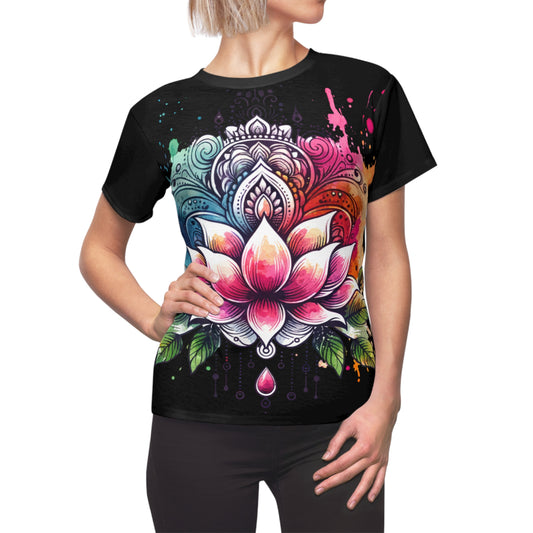 Women's All-Over Print T-Shirt – Soft, Breathable & Stylish Custom Tee, Lotus Mandala Flower