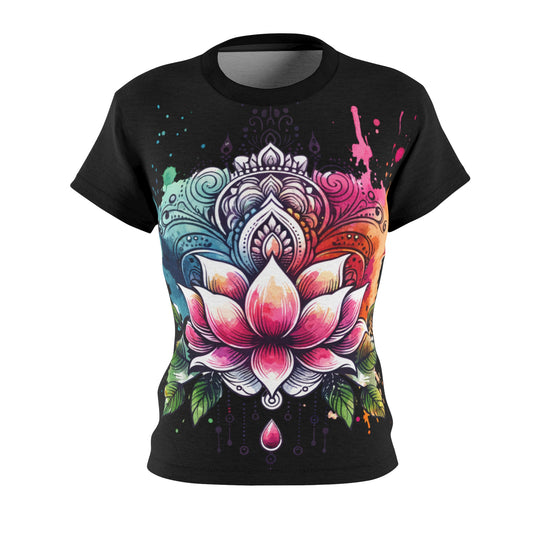 Women's All-Over Print T-Shirt – Soft, Breathable & Stylish Custom Tee, Lotus Mandala Flower